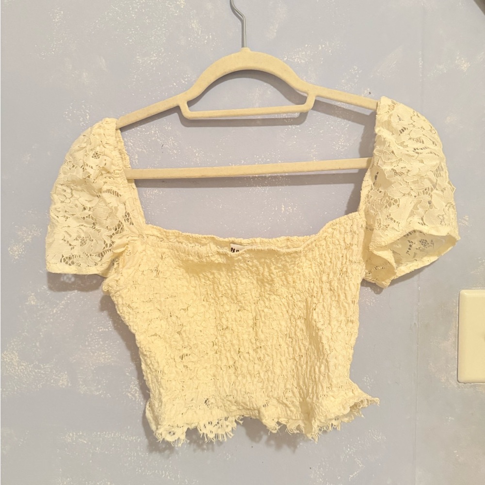 princess polly cream lace crop top
